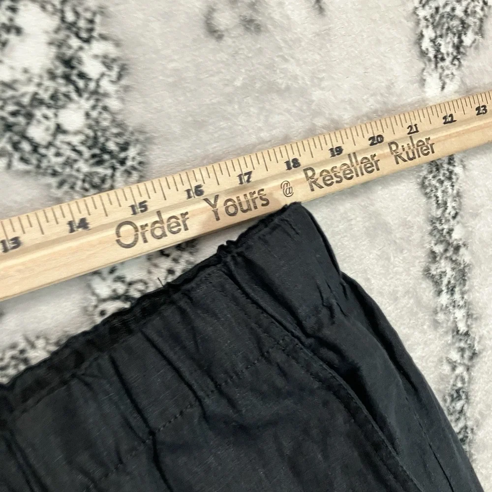 Quince 100% European Linen Pants Womens Size XL Black NWT Straight Leg Pull On
